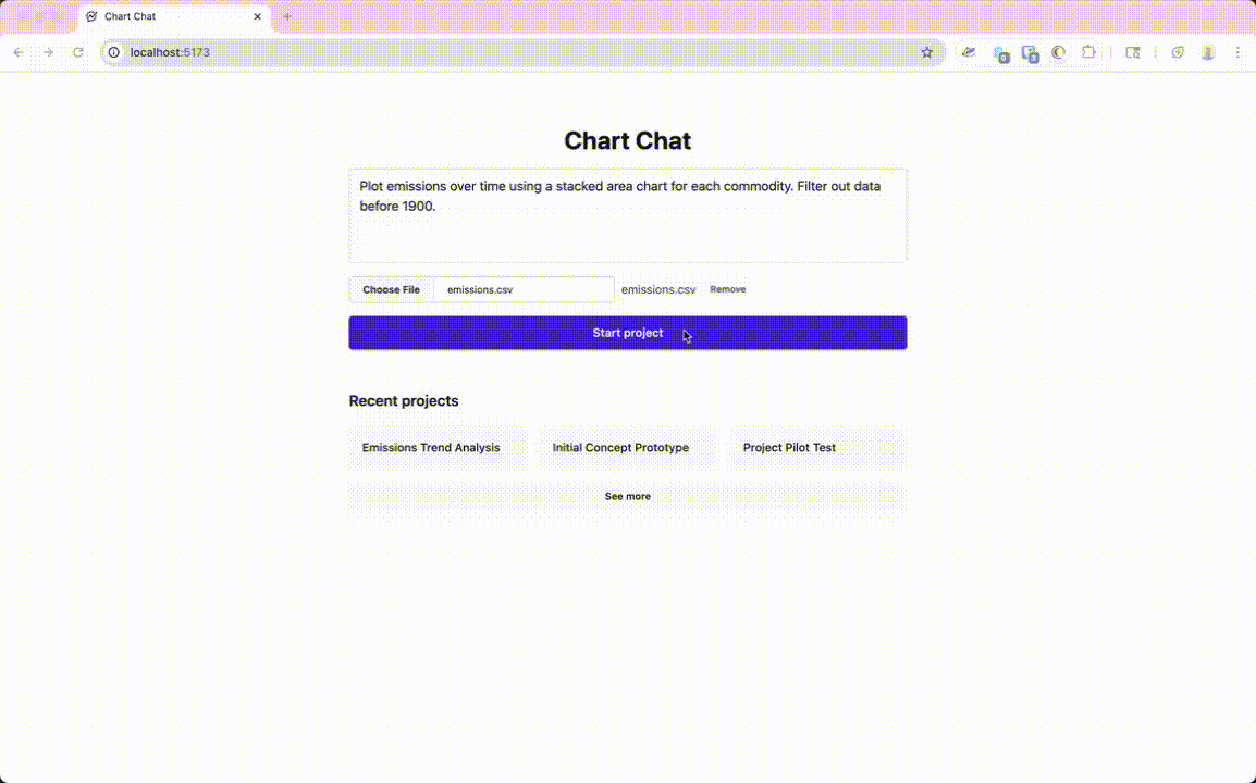 A recording of the Chart Chat application in action